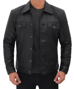 RS T3 Men Genuine Leather Trucker Jacket